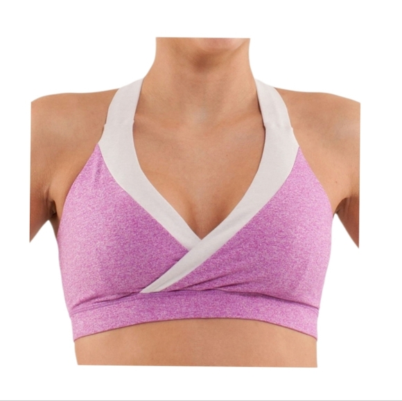 Lululemon Deep Breath Sports Bra Heathered Ultraviolet‎ Dune Pink Size 6 - Picture 1 of 6